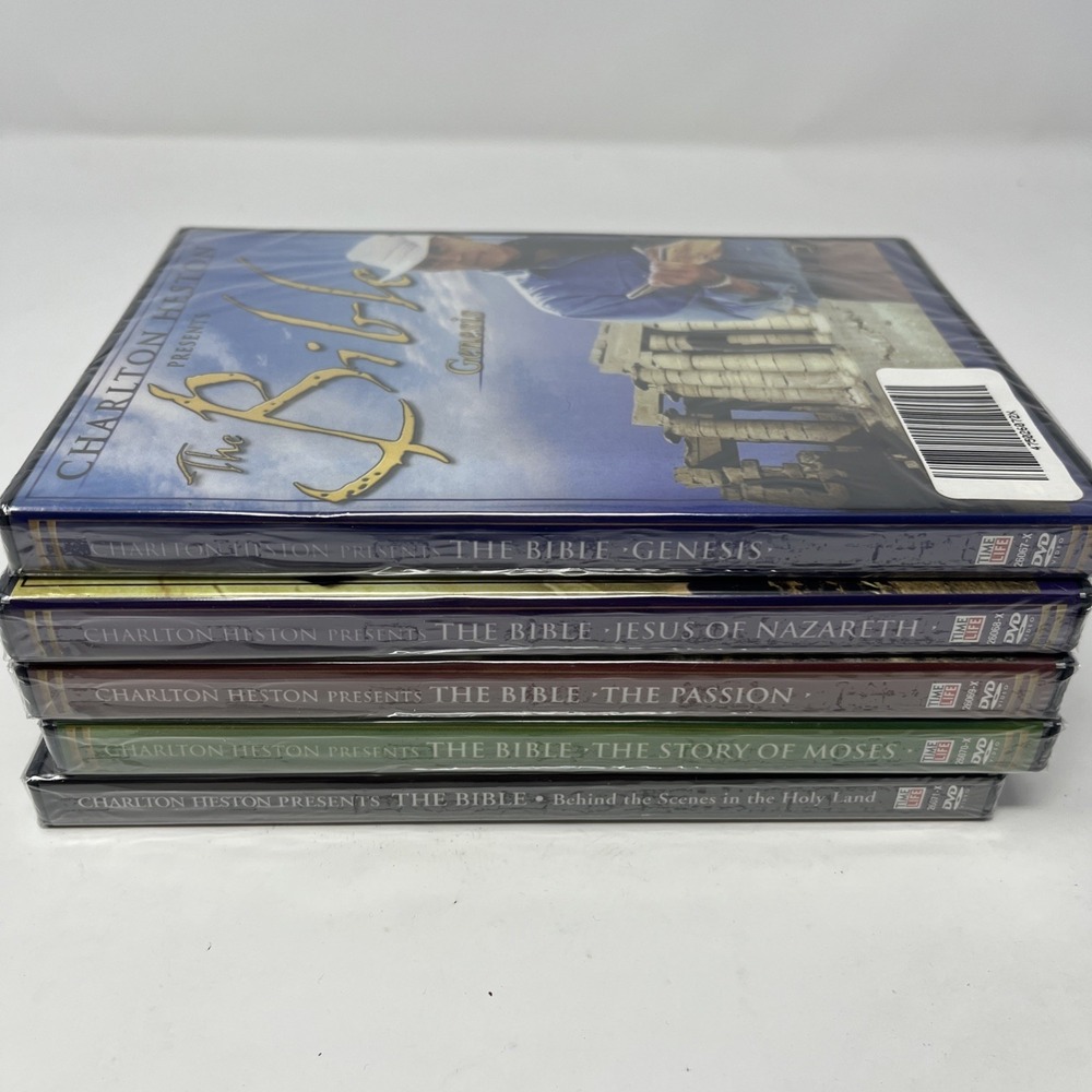 Lot Of 5 Charlton Heston Presents The Bible DVDs NEW Moses Passion Jesus Genesis